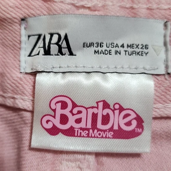 Zara x Barbie Metallic Pink Pants NWT - Picture 3 of 3
